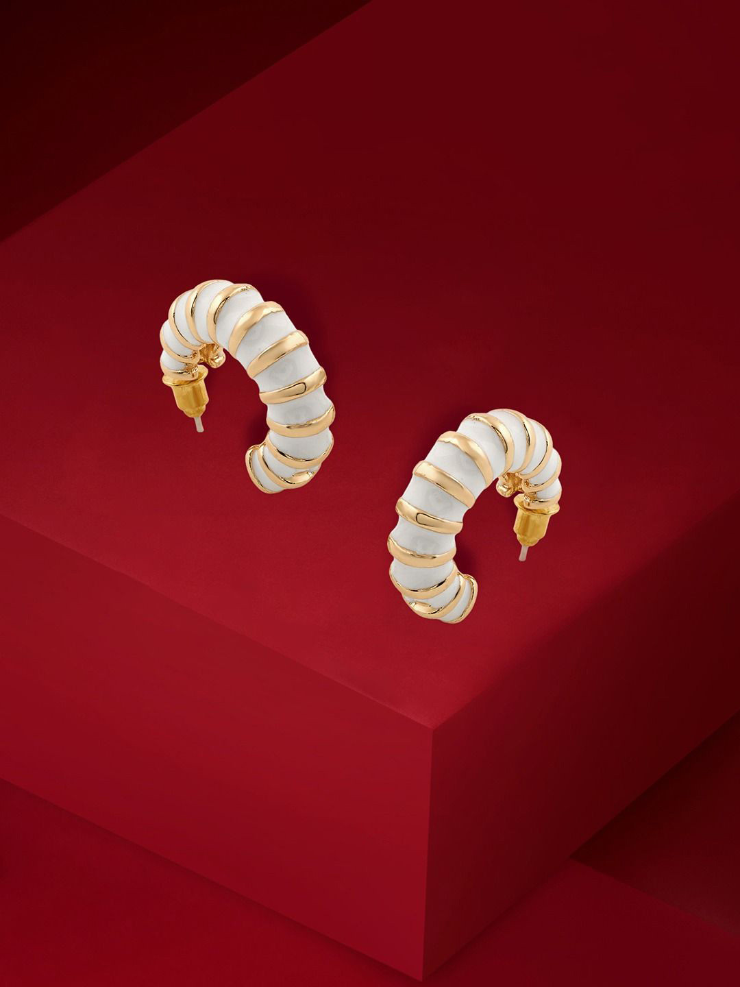 AMI Gold-Plated Classy Circular Half Hoop Earrings