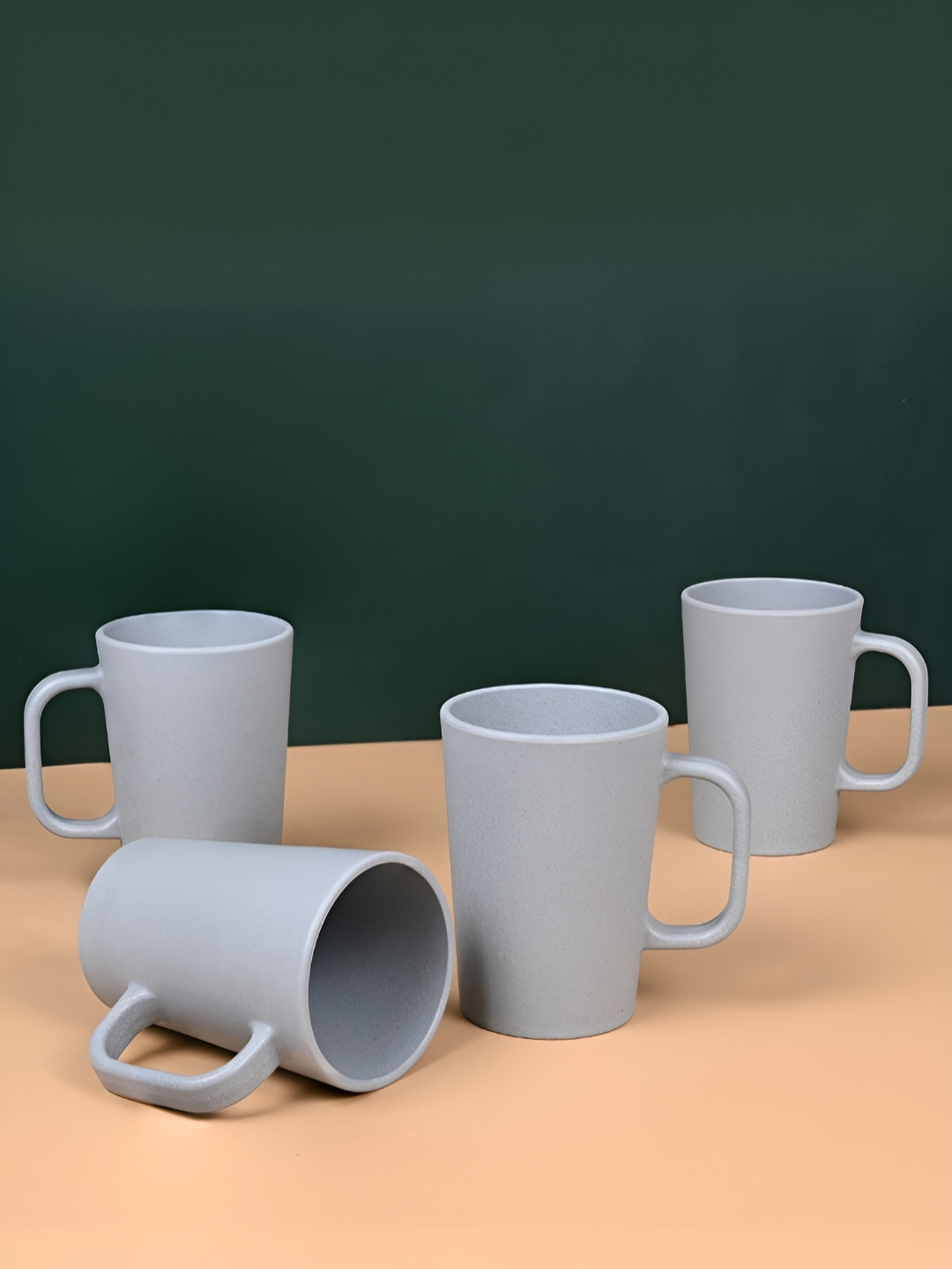 eha Happy Diwali Gift Brother Sister Blue Biocomposite Handmade 4 Piece Mugs-400ml