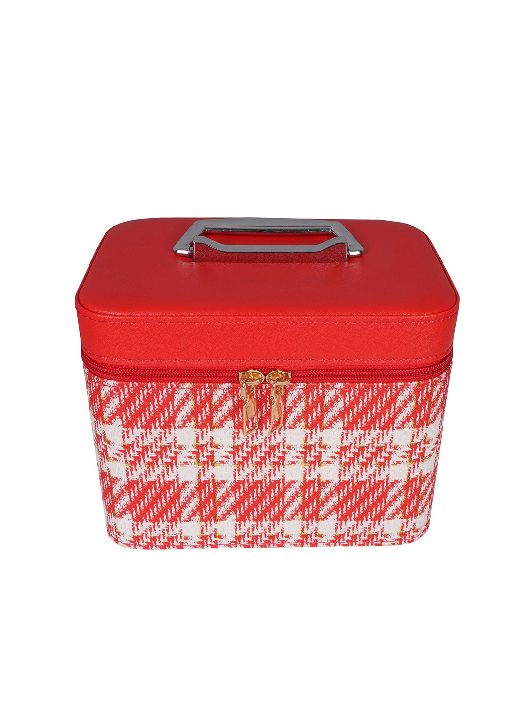 Cameleon Red & White Geometric Printed Makeup Organizer