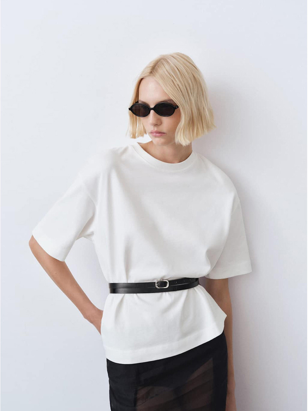 MANGO Women Drop-Shoulder Sleeves Pure Cotton Oversized T-shirt