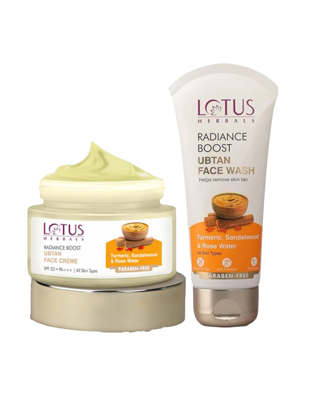 Lotus Herbals Set Of 2 Radiance Boost Ubtan Face Cream 50 g & Boost Ubtan Face Wash 50 g