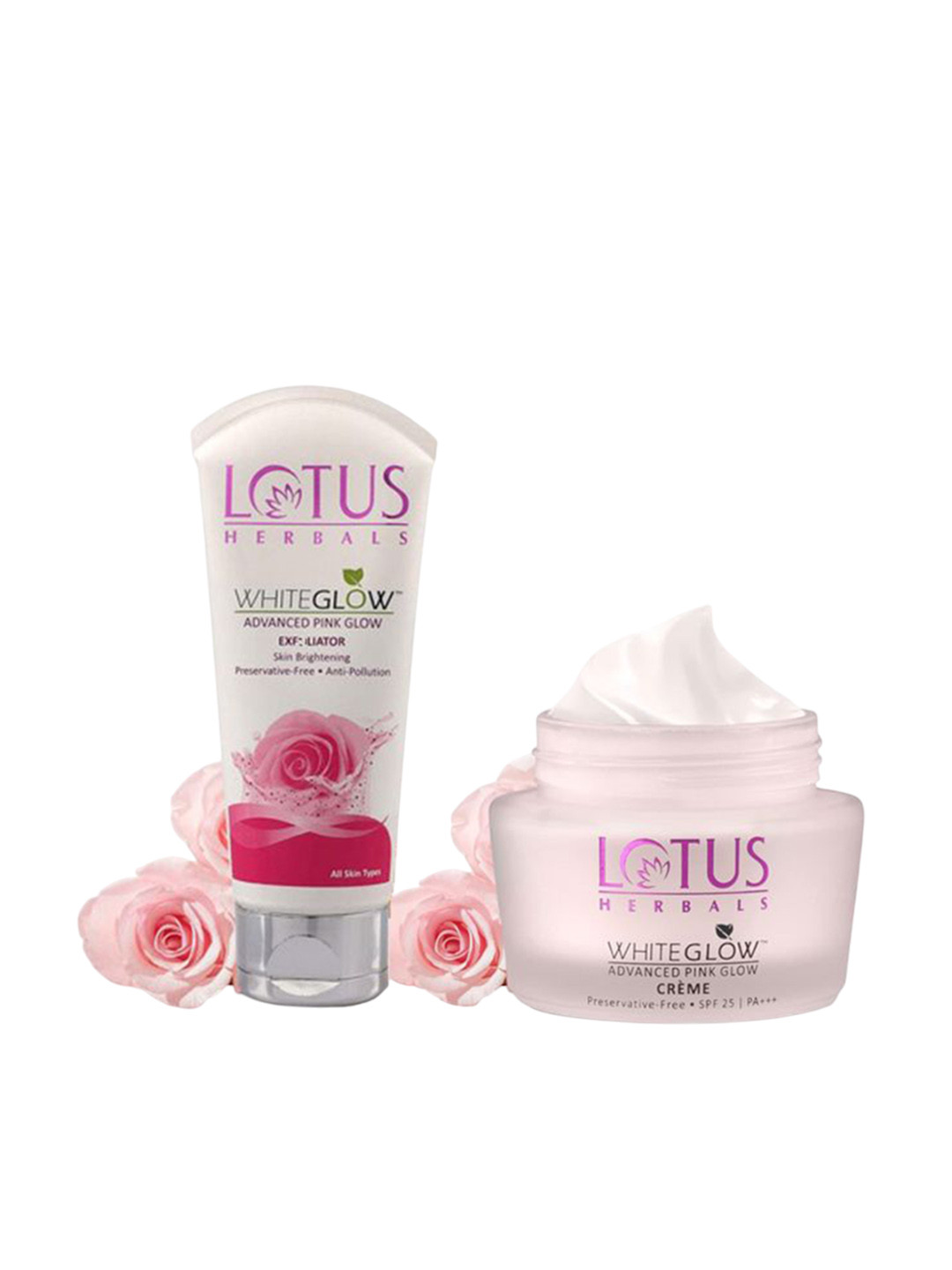 Lotus Herbals Set Of Purglow Advanced Pink Glow Day Cream 50 g & Face Exfoliater 100 g