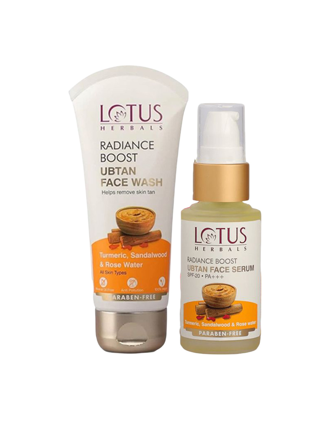 Lotus Herbals Set Of 2 Radiance Boost Ubtan Face Wash 100 g & Boost Ubtan Face Serum 30 ml