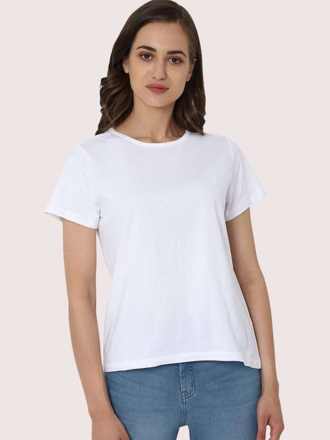 URBANICE Women Solid Round Neck Cotton T-shirt