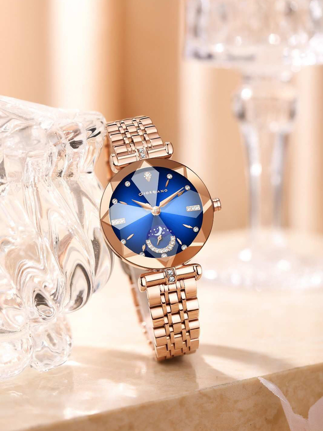 GIORDANO Women Printed Dial & Stainless Steel Straps Analogue Watch GZ-60094-33