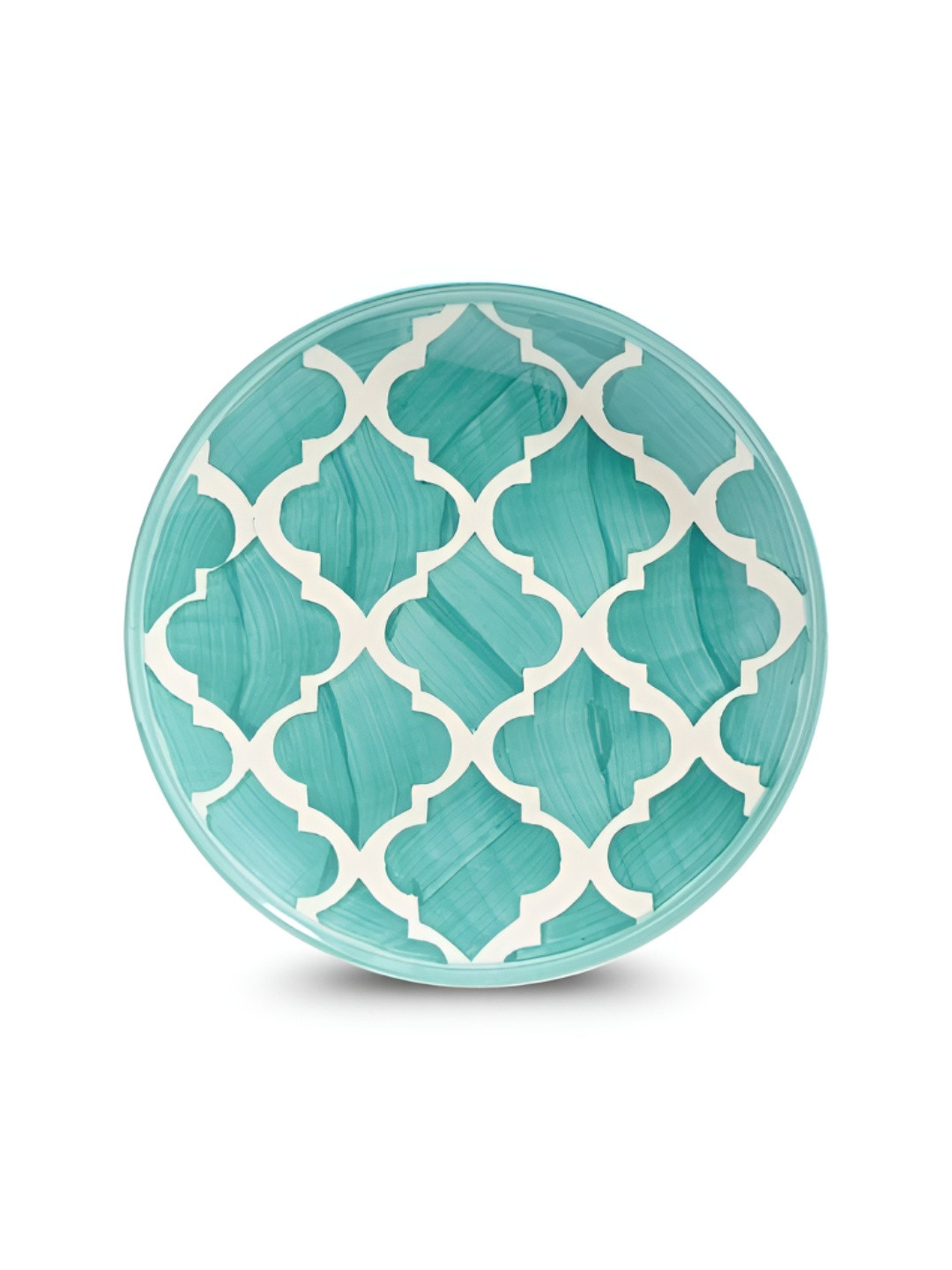 YELONA Green And Cream Ceramic Dishwasher and Microwave Safe Round Plates