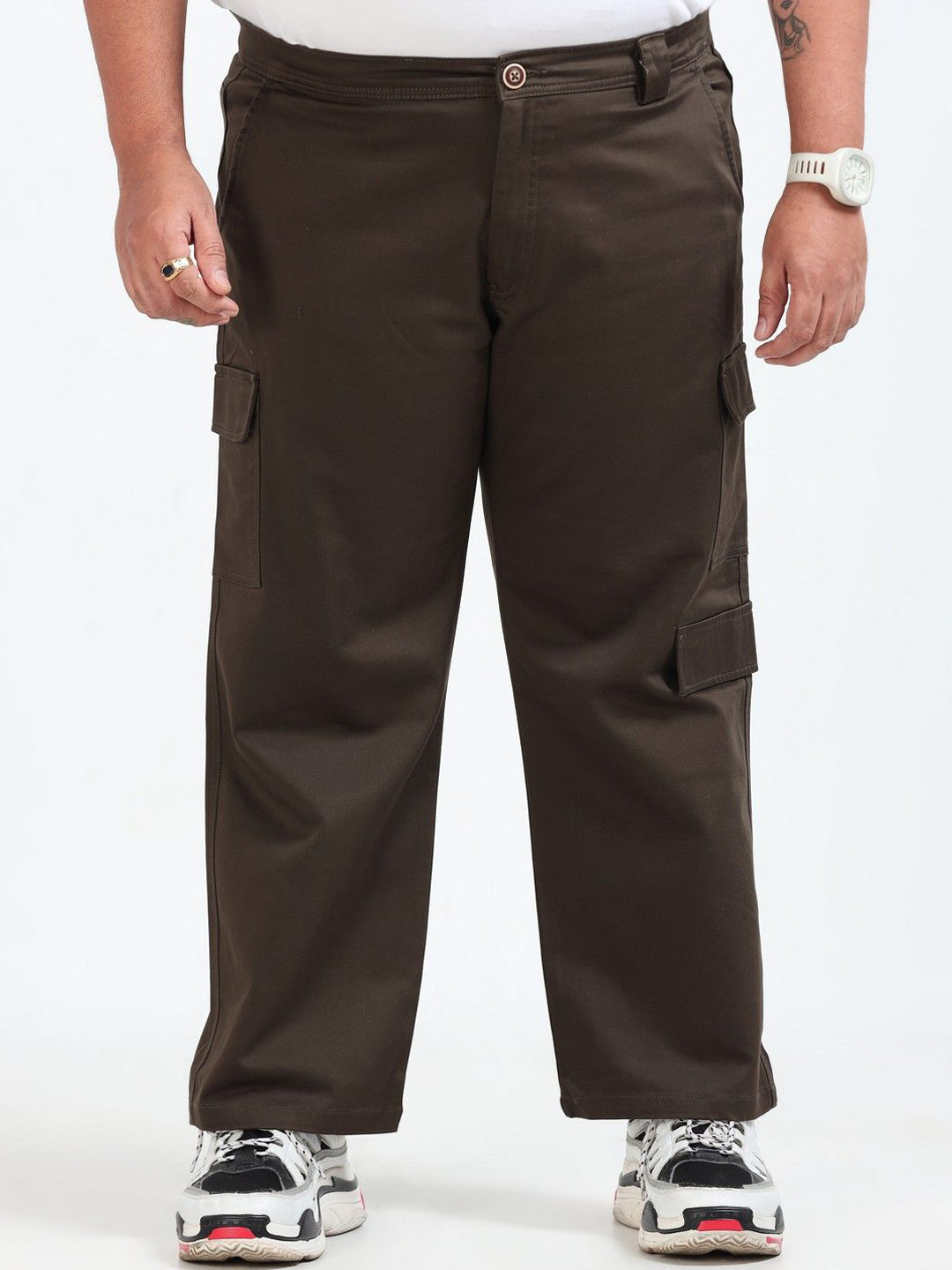 NEVER NEUD Men Plus Size Losse Fit Boohoo Curve Cargos Trousers