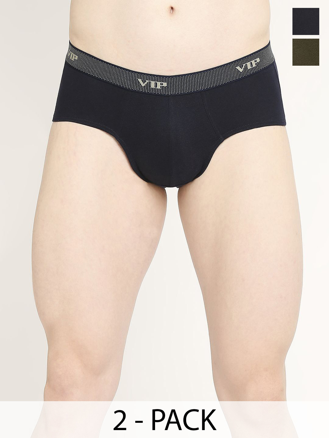 VIP Pack Of 2 Men Mid-Rise Basic Briefs VP-MI-BF-FRESH-1P-FM-NB-OL-80-PO2
