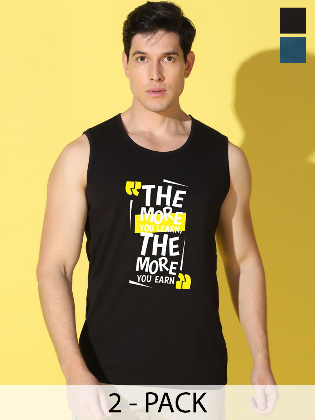 WOOSTRO Men Pack Of 2 Printed Cotton Antimicrobial Gym Vests