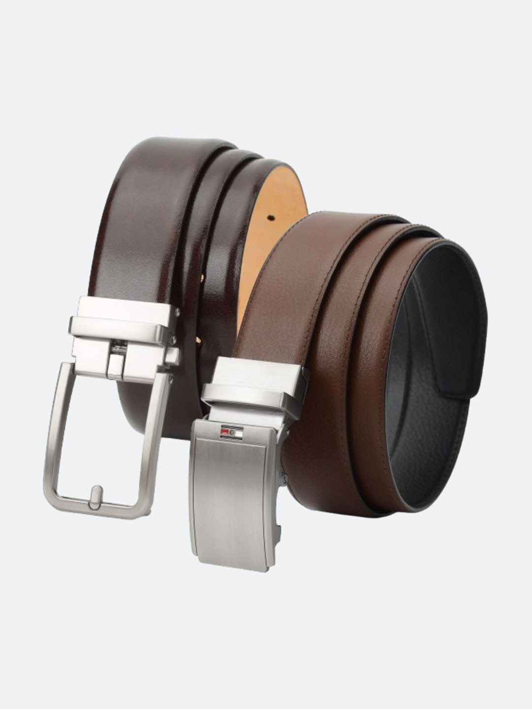 GIL Men Set Of 2 Leather Reversible Formal Belt