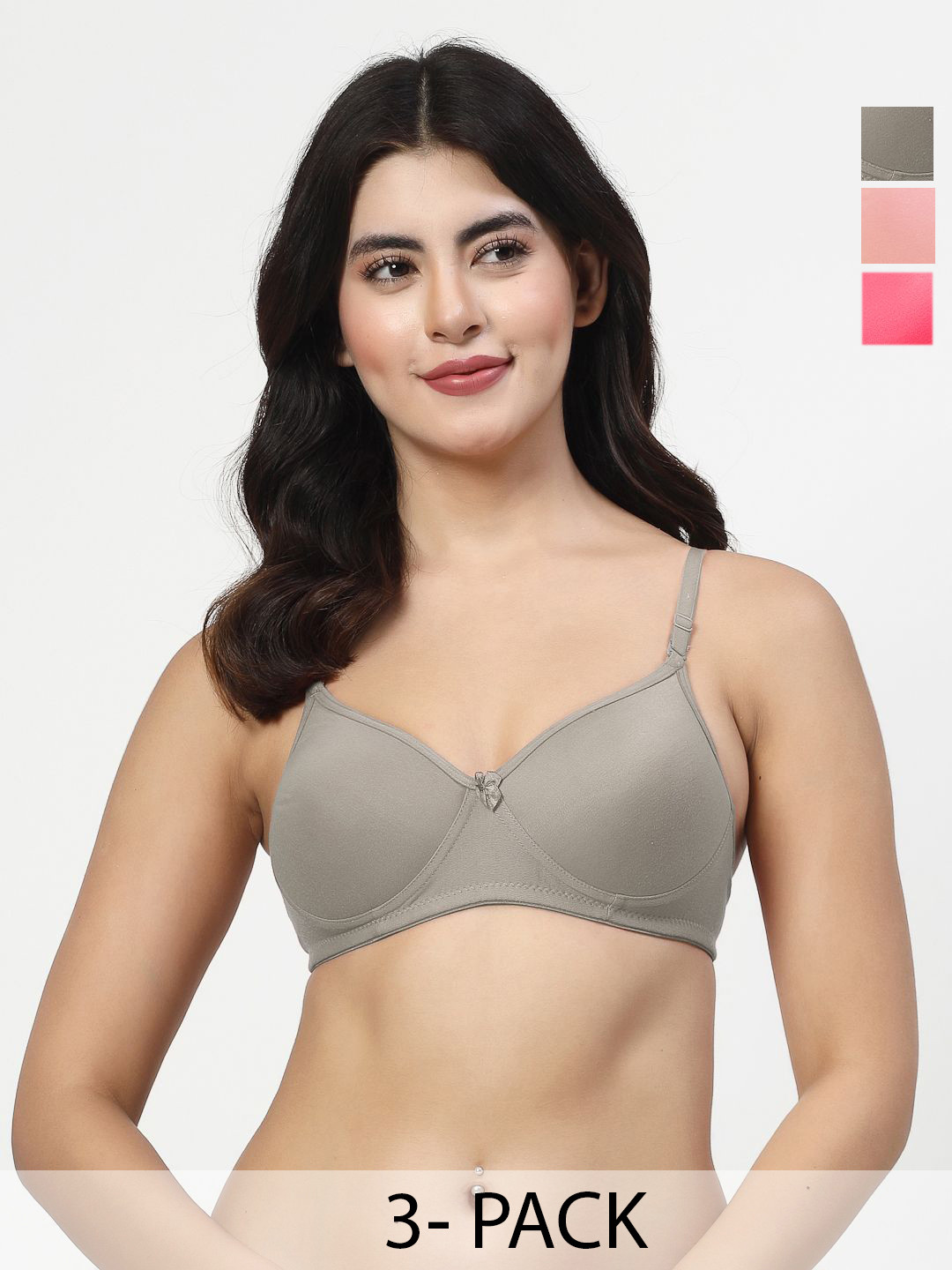 LILY Maofcigam Pack Of 3 Solid Full Coverage Heavily Padded Bra