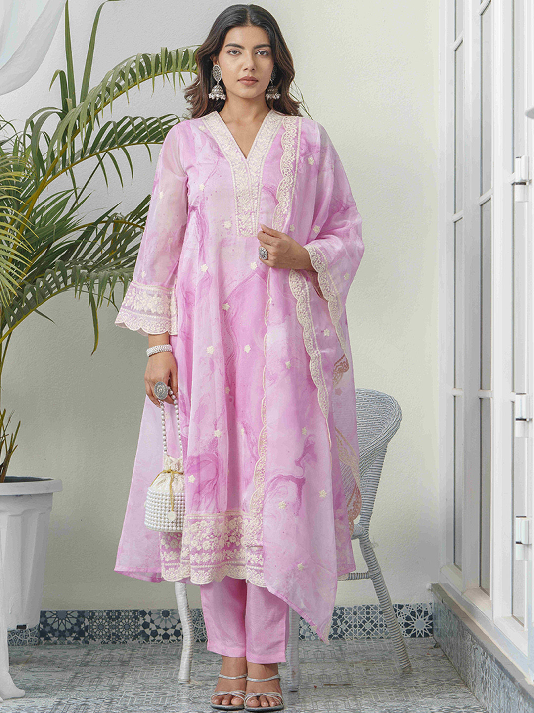 House of Pataudi Embroidered Kurta & Trouser With Dupatta