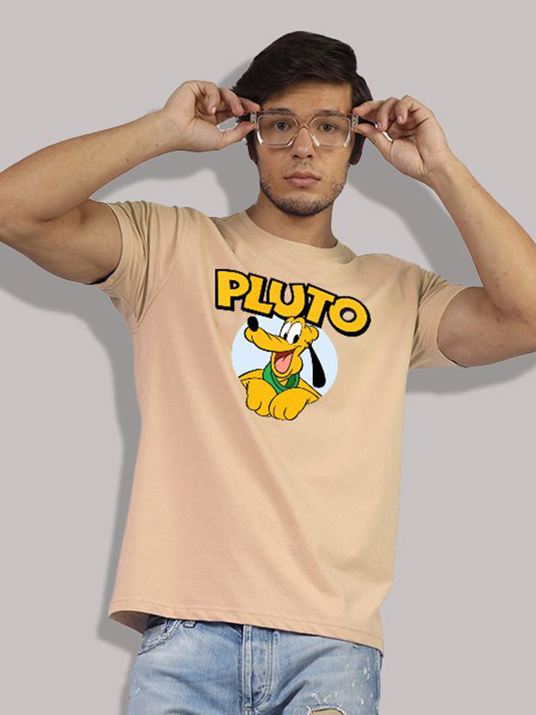 Greylongg Men Pluto Graphic Printed Round Neck T-shirt