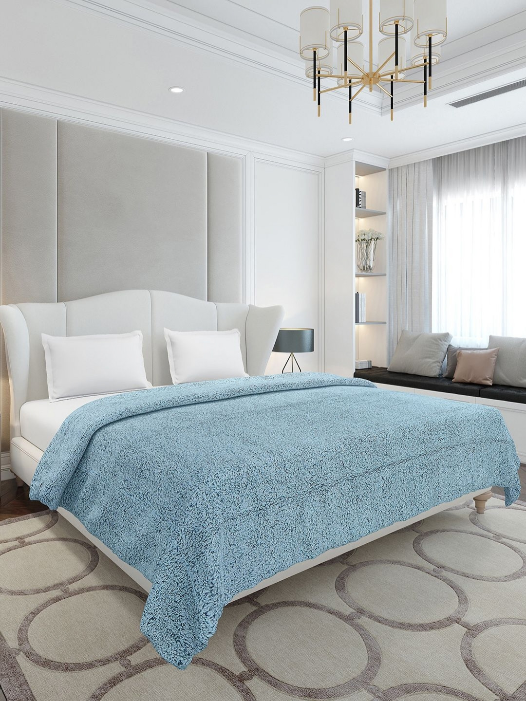 Monte Carlo Blue AC Room 300 GSM Double Bed Blanket