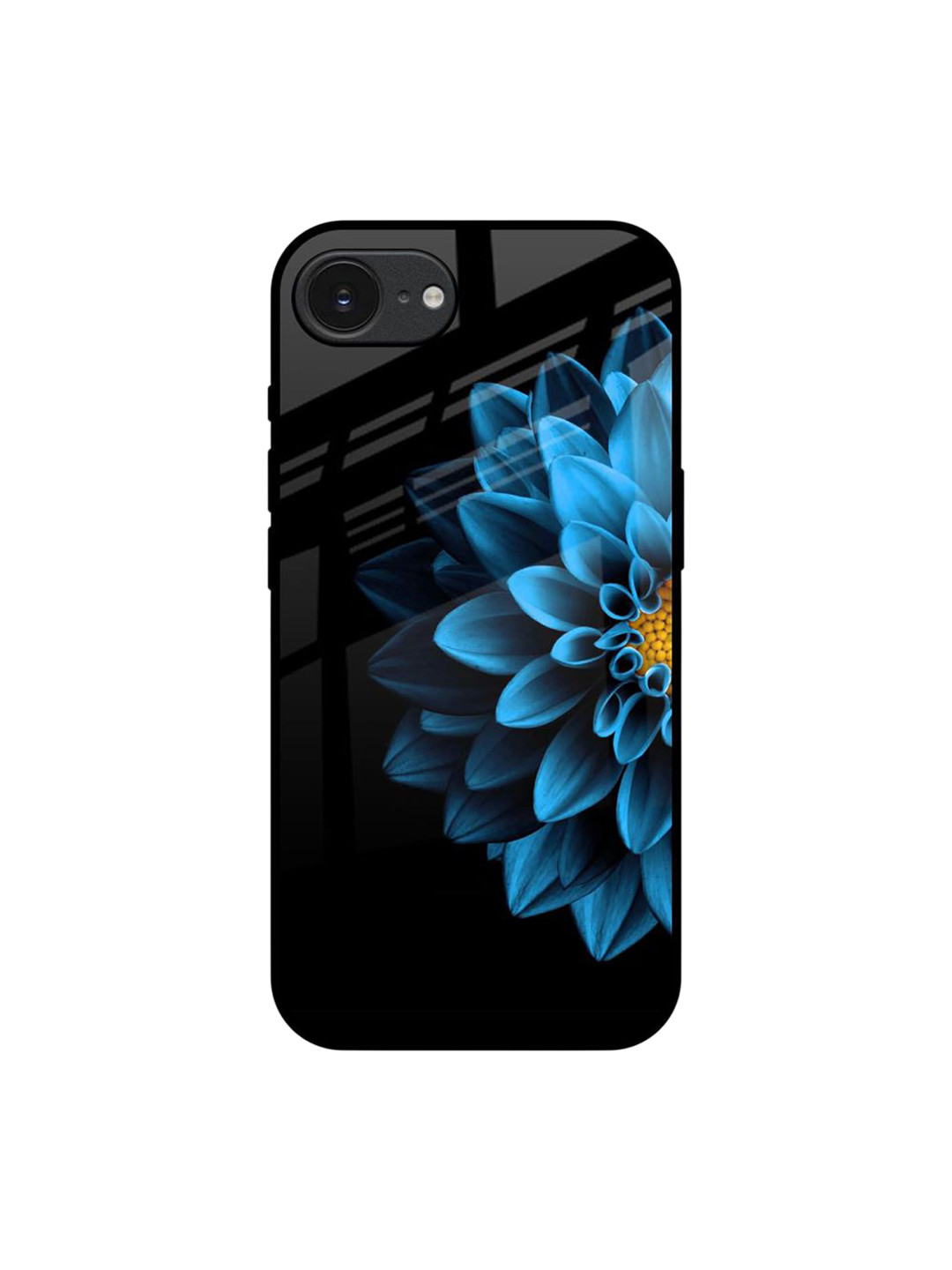 QRIOH Half Blue Flower Floral Apple iPhone 16e Impact Resistant Back Case