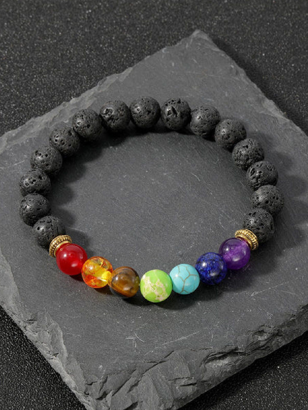 Crazy Fashion Unisex Onyx Healing Chakra Stone Bracelet Bracelet