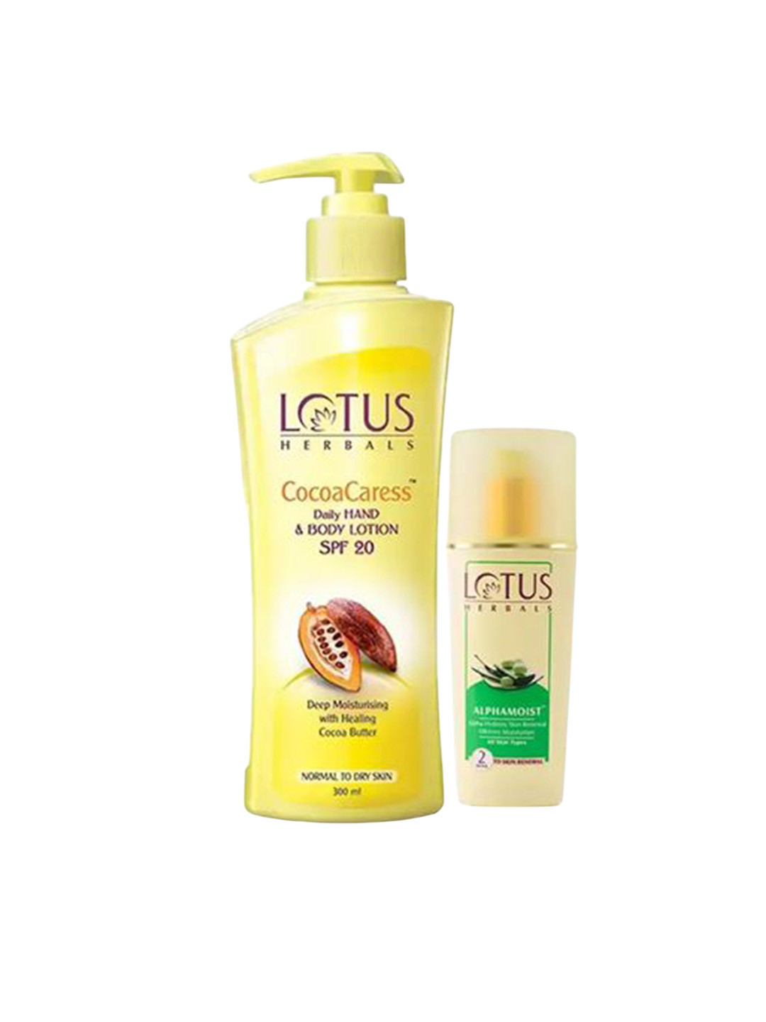 Lotus Herbals Set Of 2 Cocoacaress Daily Hand & Body Lotion 250 ml & Alphamoist 80 ml