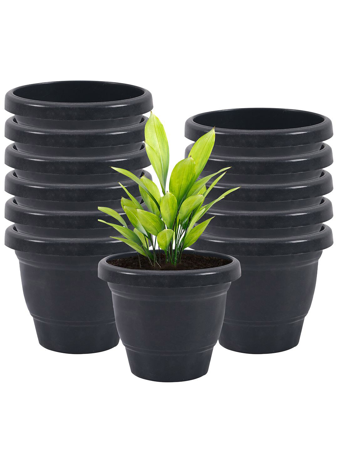 Kuber Industries Black 12 Pieces Versatile Sturdy Flower Planters