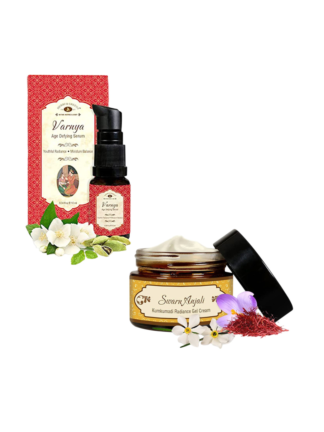 HERBS & GREENS Set Of 2 Radiance Gel Cream 50 g & Varnya Anti-Aging Serum 10 ml