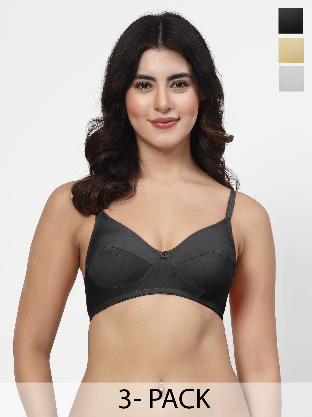 LILY Manoop Pack Of 3 Full Coverage Non Padded Non-Wired Bra
