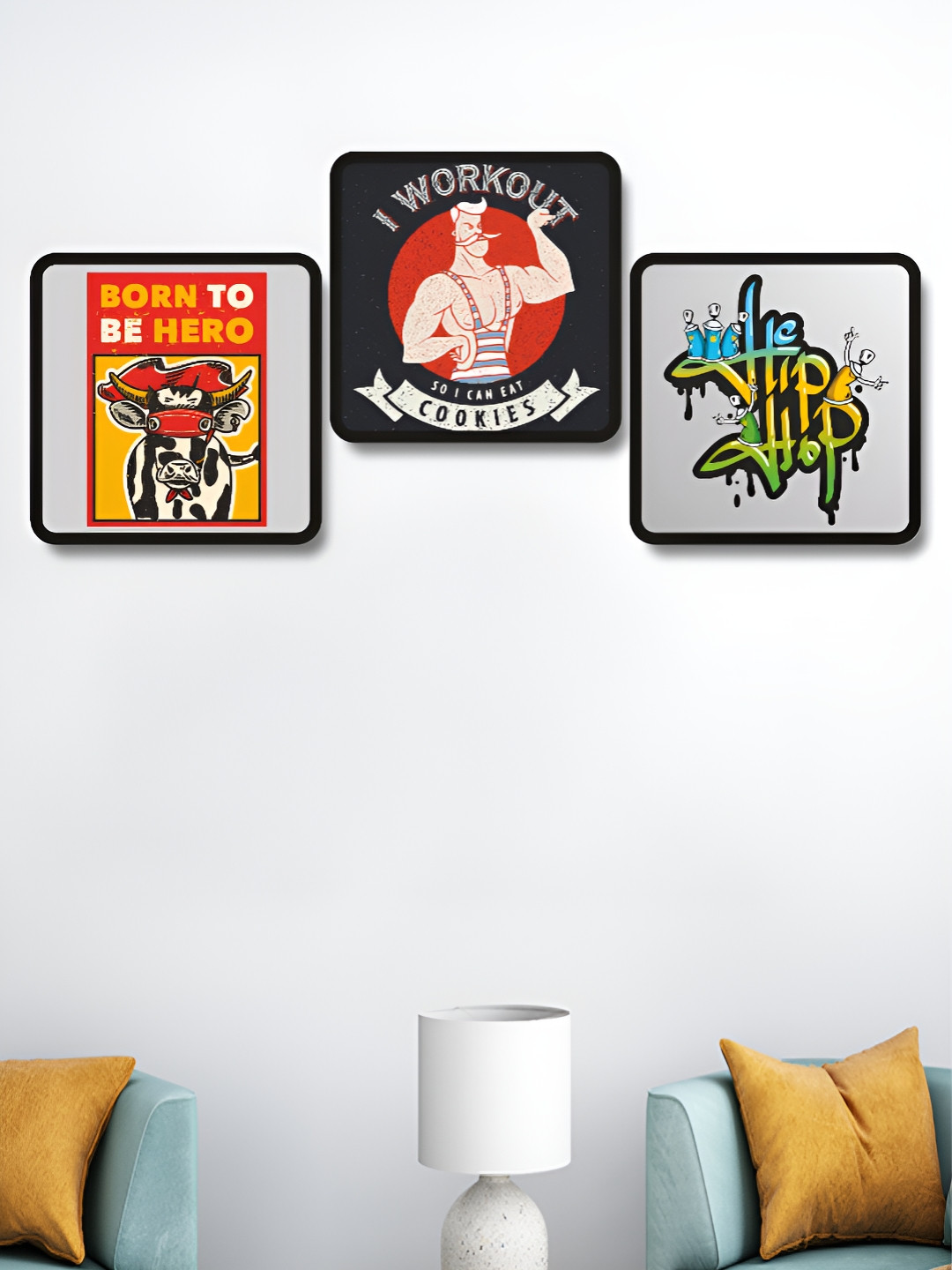 Aura Red & Black 3 Pieces Motivational Quotes Wooden Wall Arts