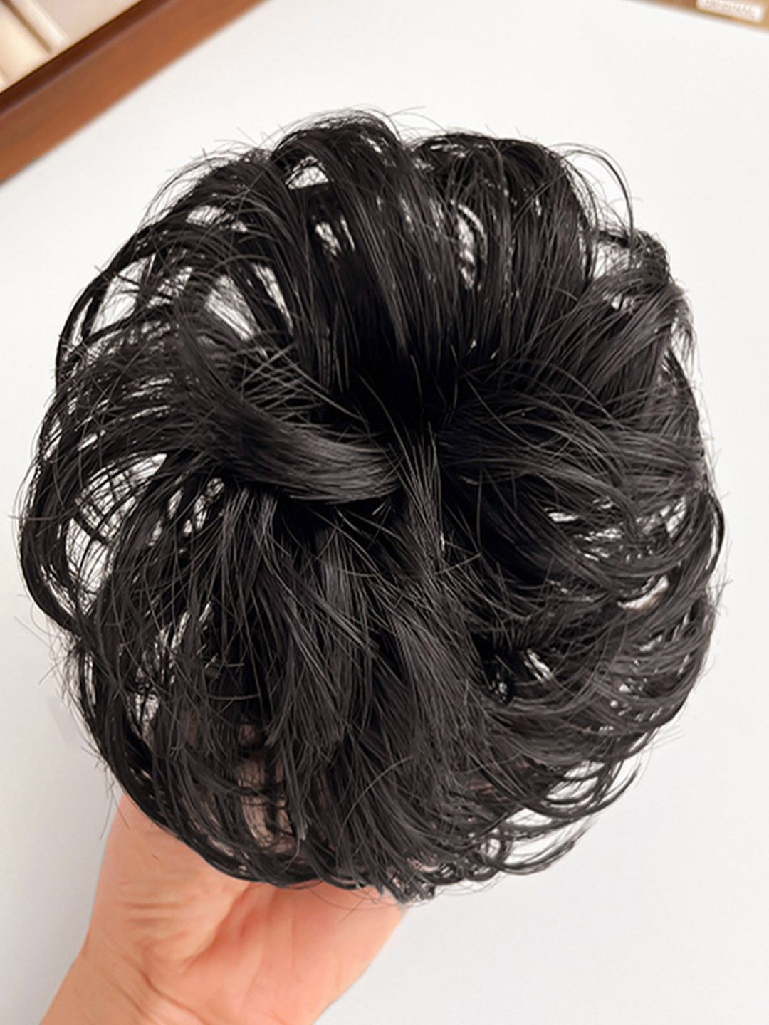 LYKAA Set of 1 Black Messy Bun Artificial Hair Scrunchies