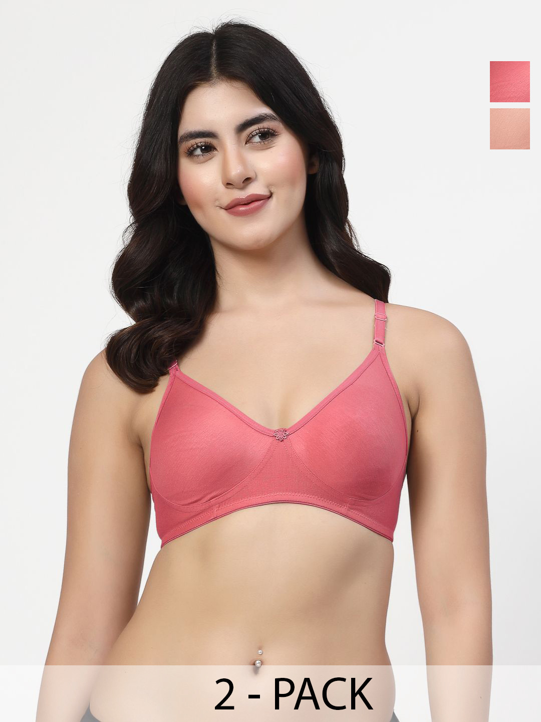 LILY ayir Pack Of 2 Full Coverage Seamless Non Padded T Shirt Bra