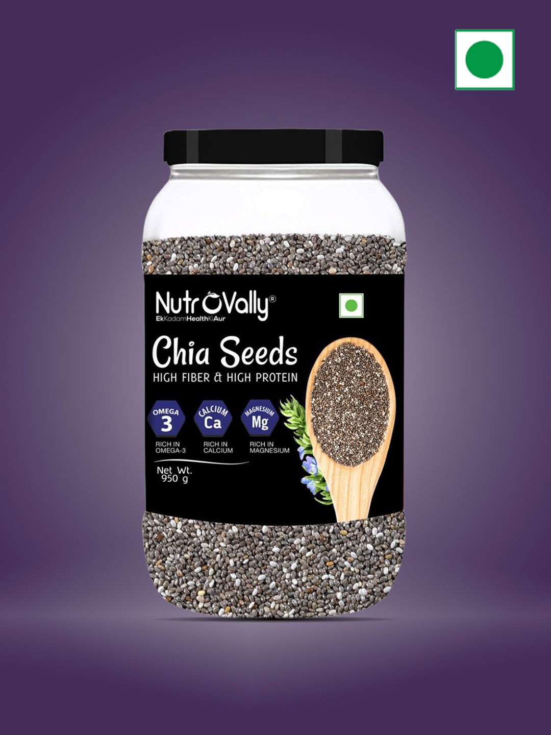 NutroVally Weight Loss & Fiber Rich Chia Seeds - 950 g