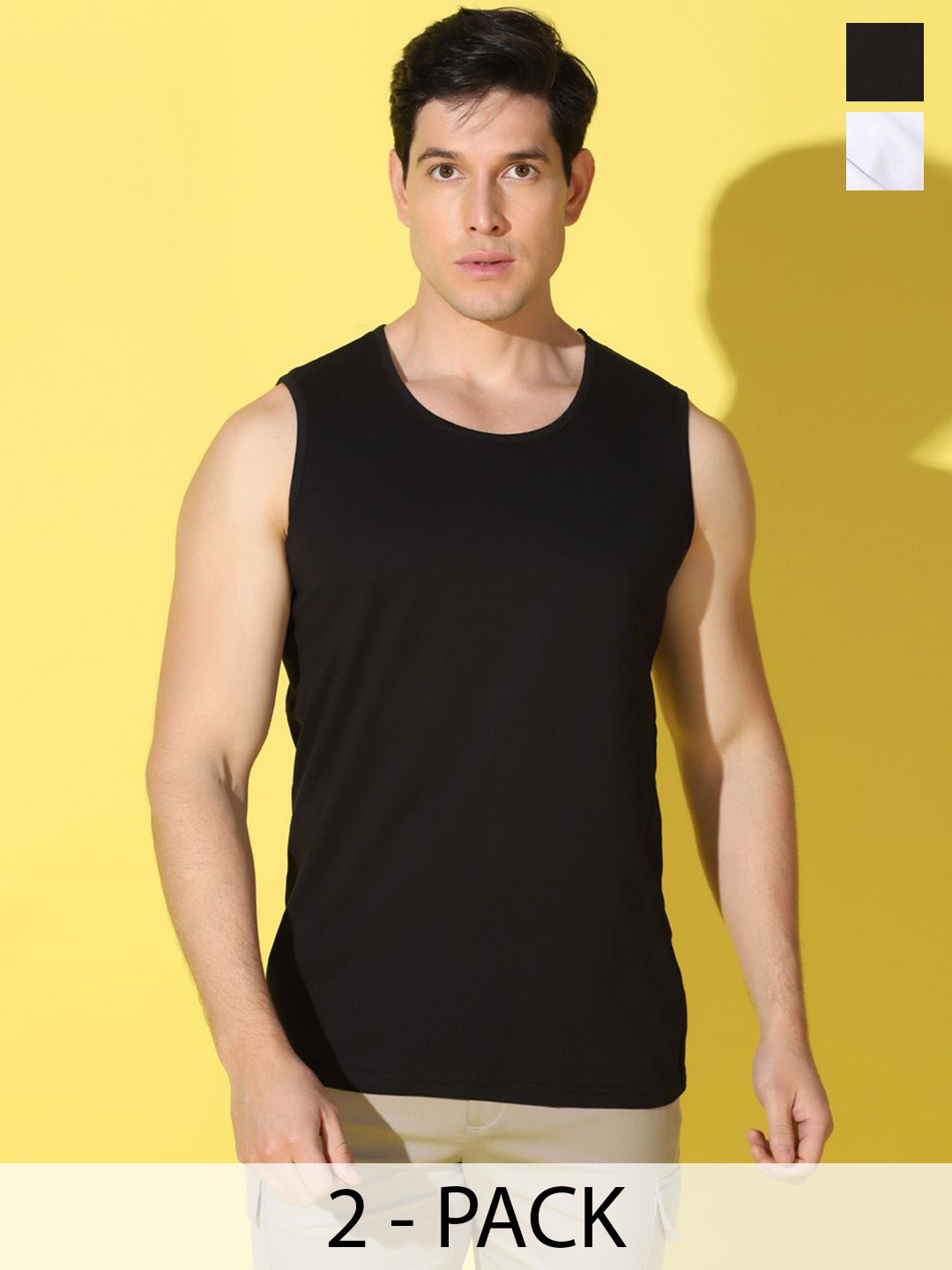 WOOSTRO Pack Of 2 Printed Combed Cotton Gym Vests