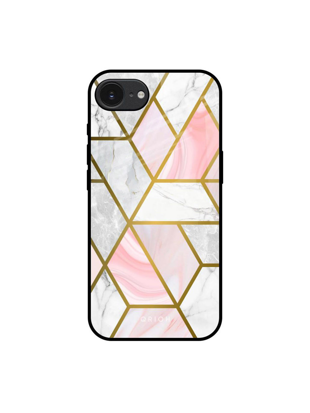 QRIOH Geometrical Marble Geometric Apple iPhone 16e Impact Resistant Back Case