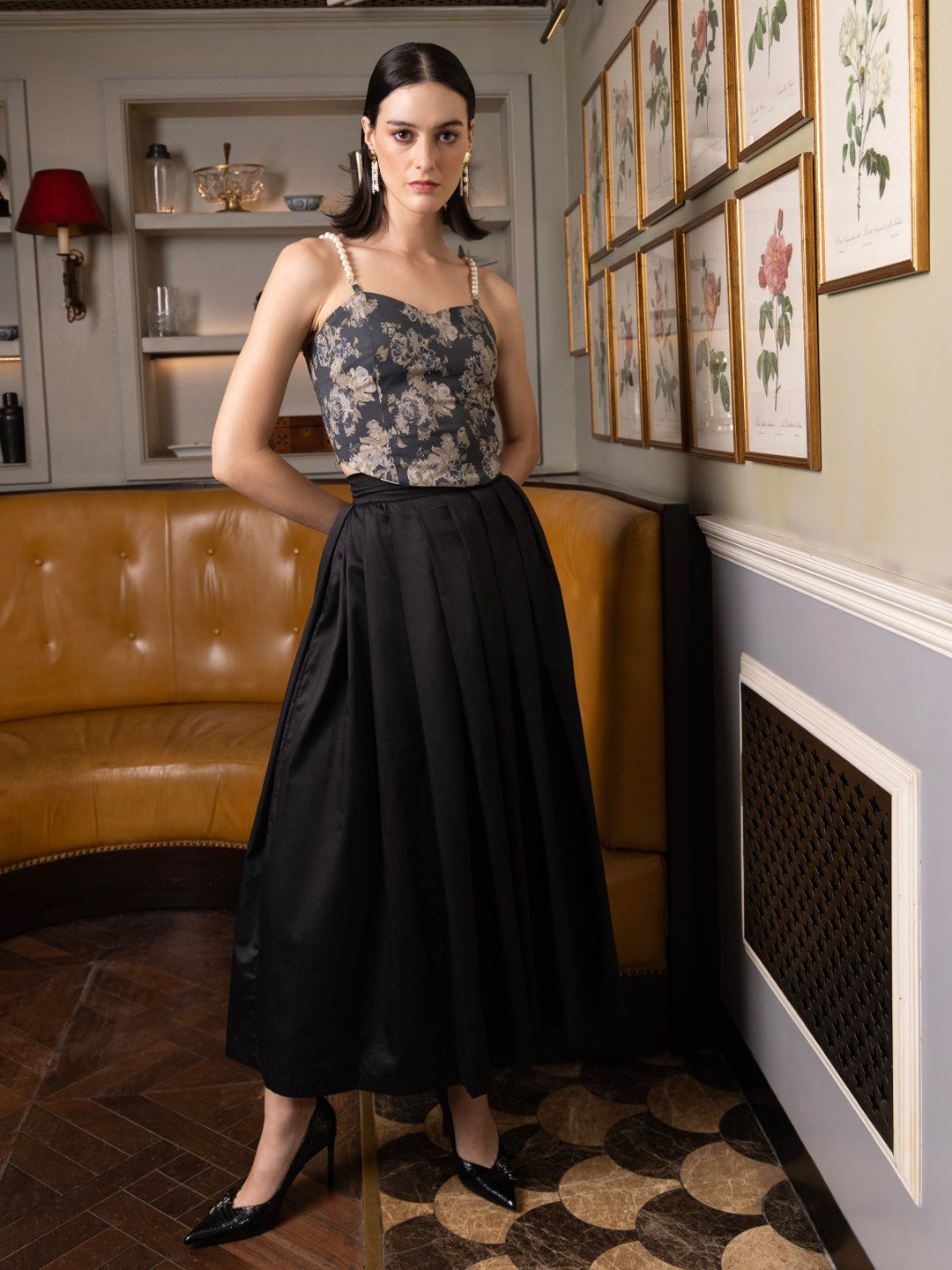 Sage by Mala Printed Cotton Crop Garden Top