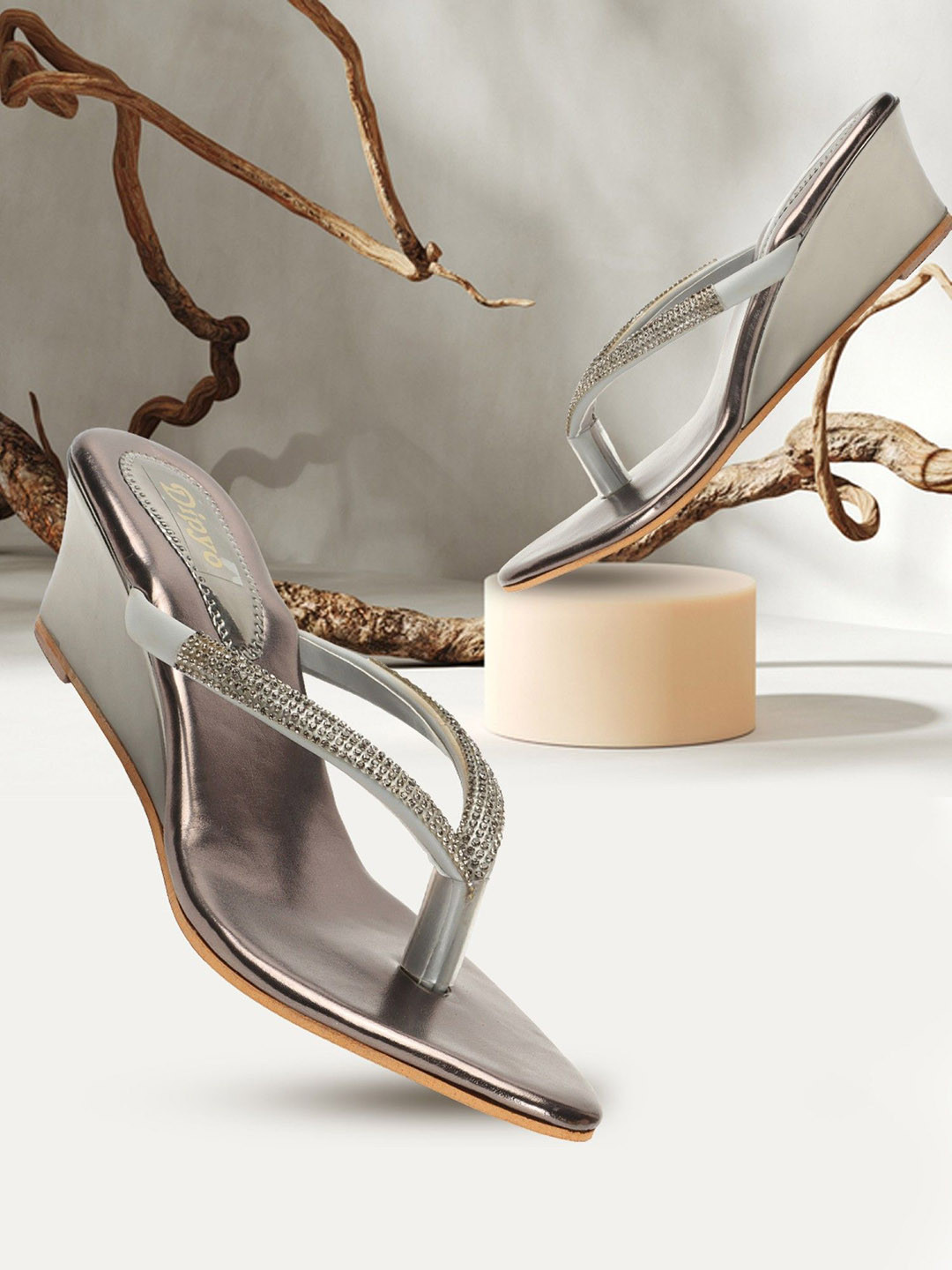 DIPYO Embellished Party Wedge Sandals