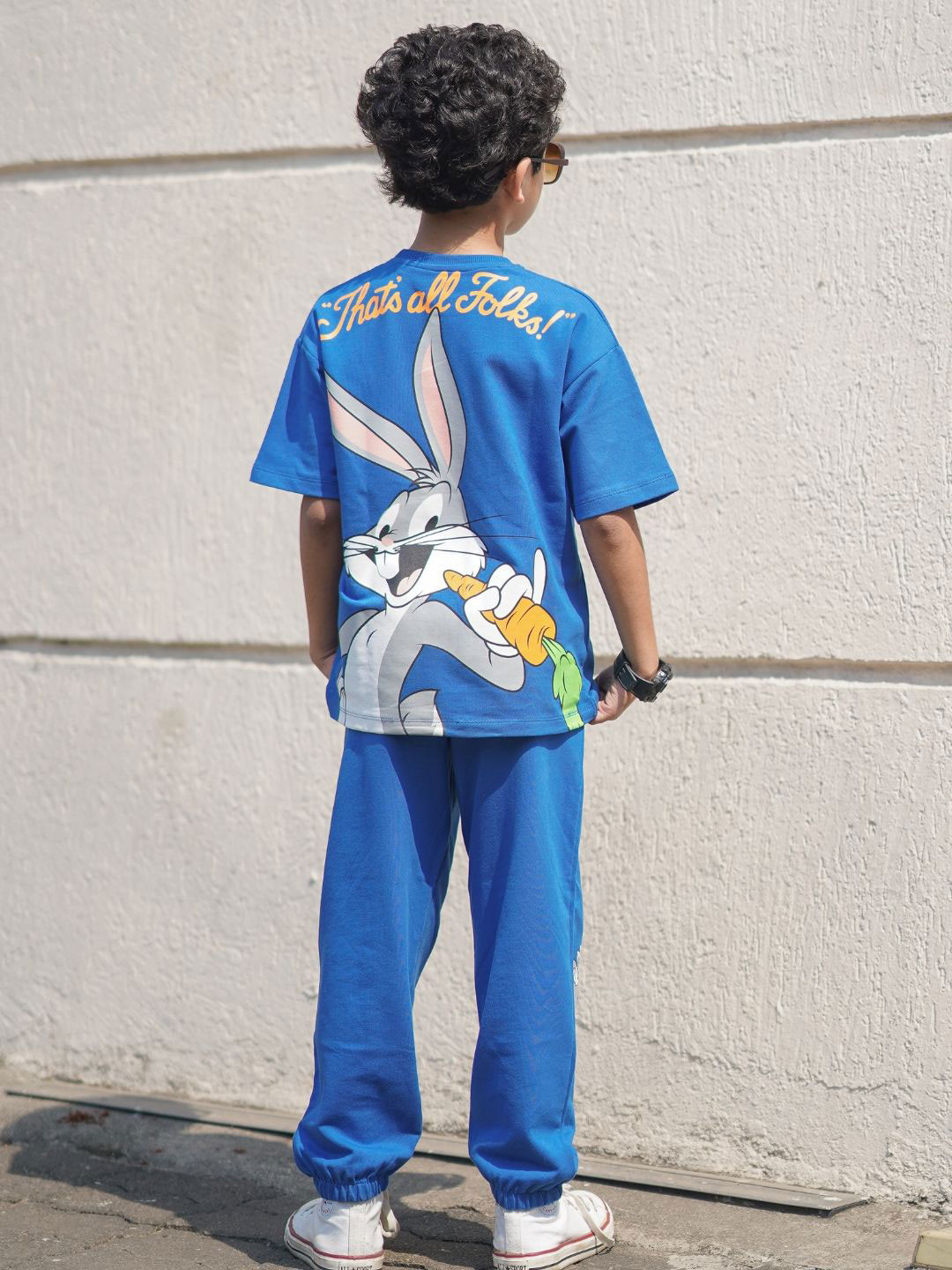 Nap Chief Kids Unisex Bugs Bunny Be Cool Printed Pure Cotton T-Shirt With Joggers