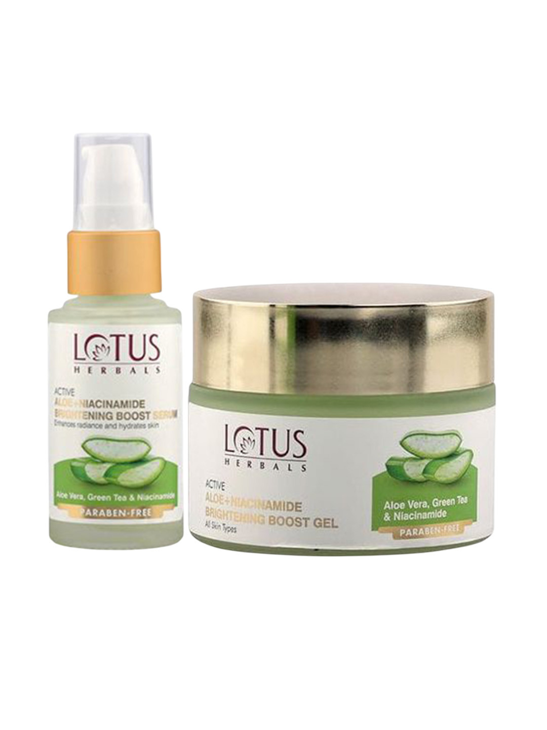 Lotus Herbals Set Of 2 Active Aloe + Niacinamide Brightening Gel 50 g & Serum - 30 ml