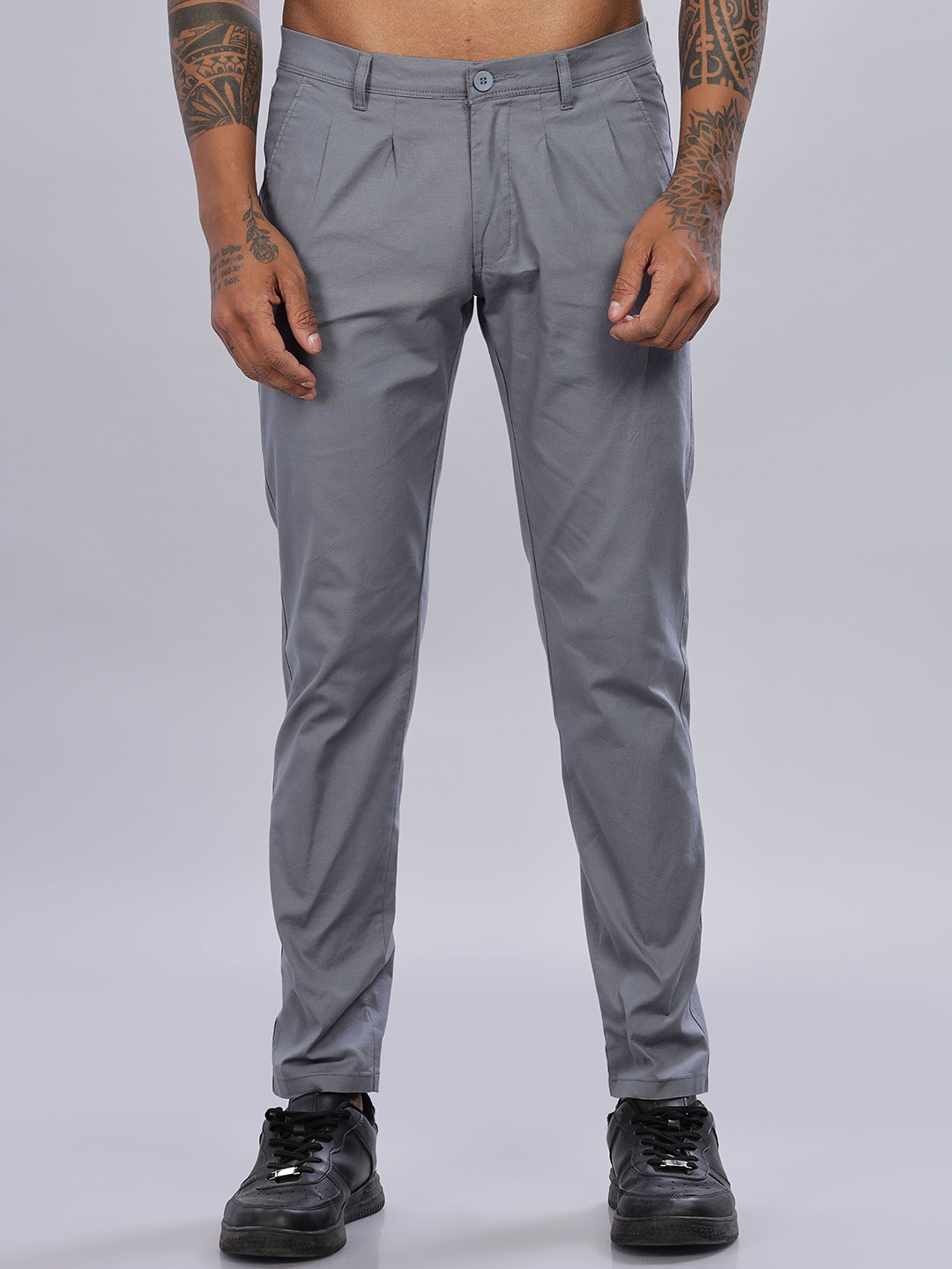 Kolor Fusion Men Smart Slim Fit Pleated Chinos Trousers