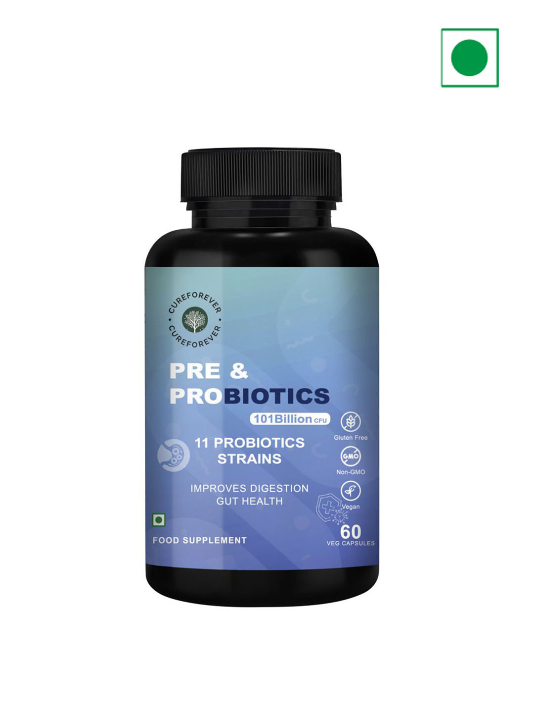 CureForever Pre & Probiotics Capsules For Digestion - 60 Capsules