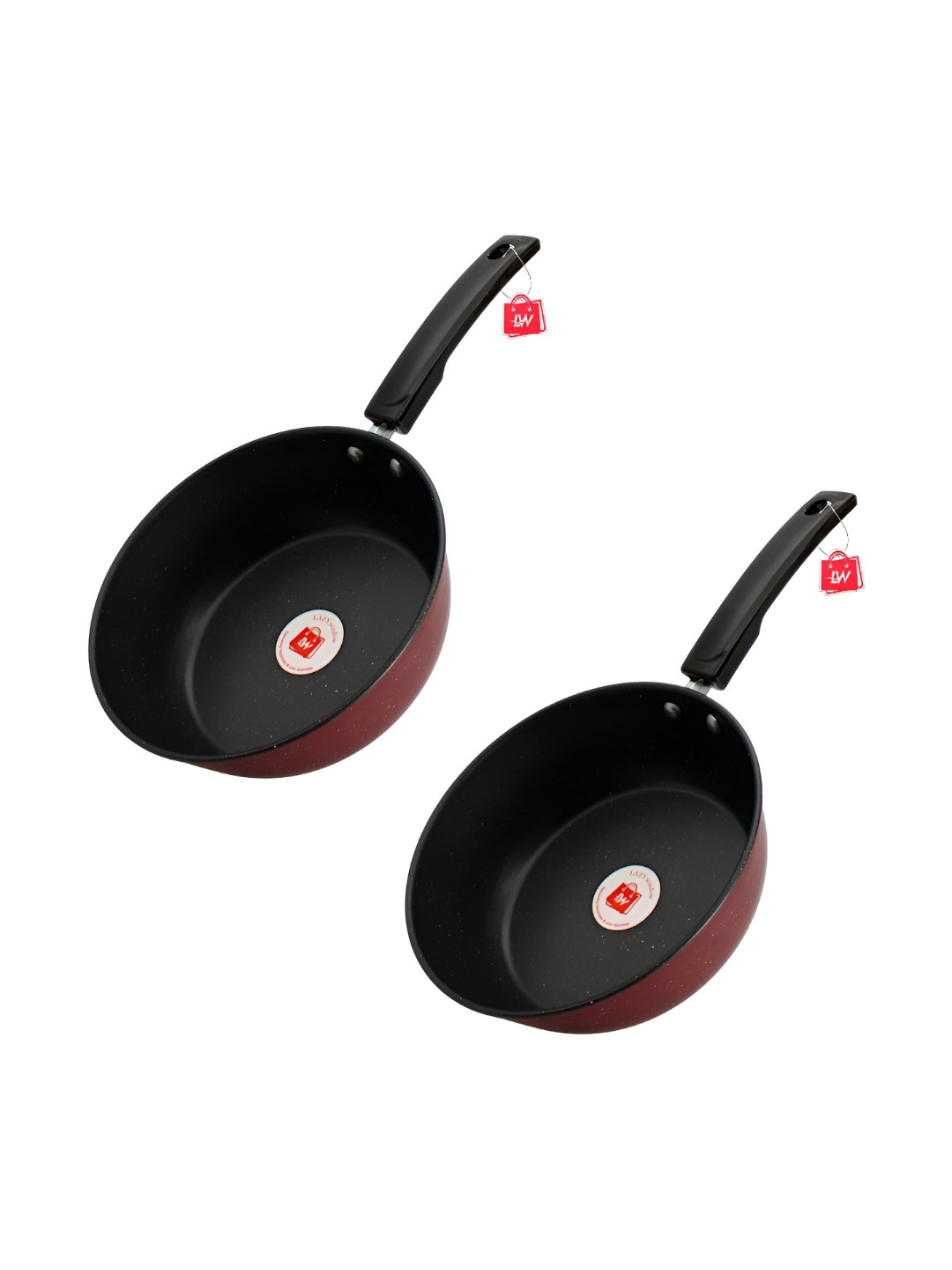 LAZYwindow 2-Pcs Maroon Superior Quality Nonstick Sacue Pan