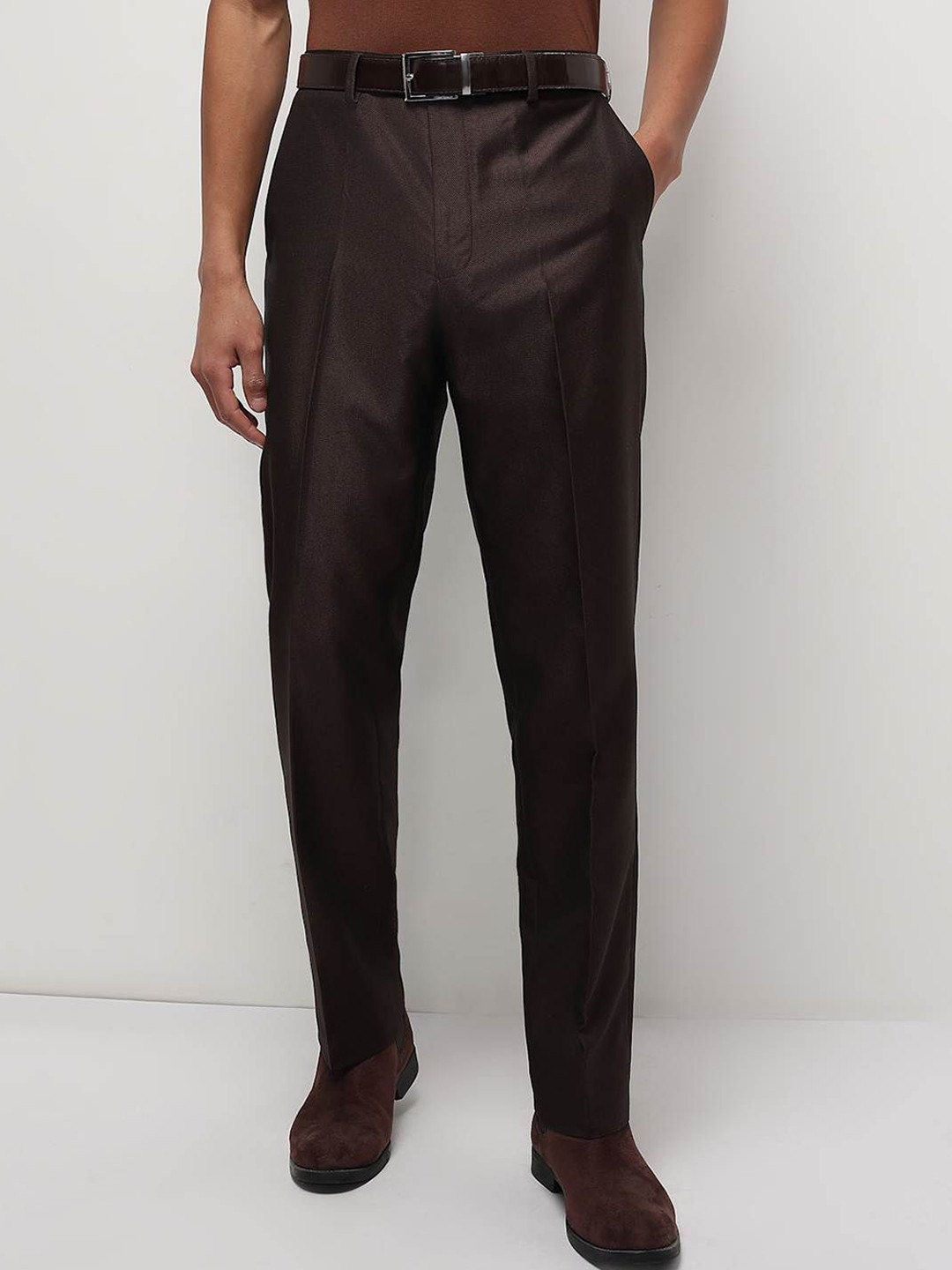 Marks & Spencer Men Straight Fit Easy Wash Formal Trousers
