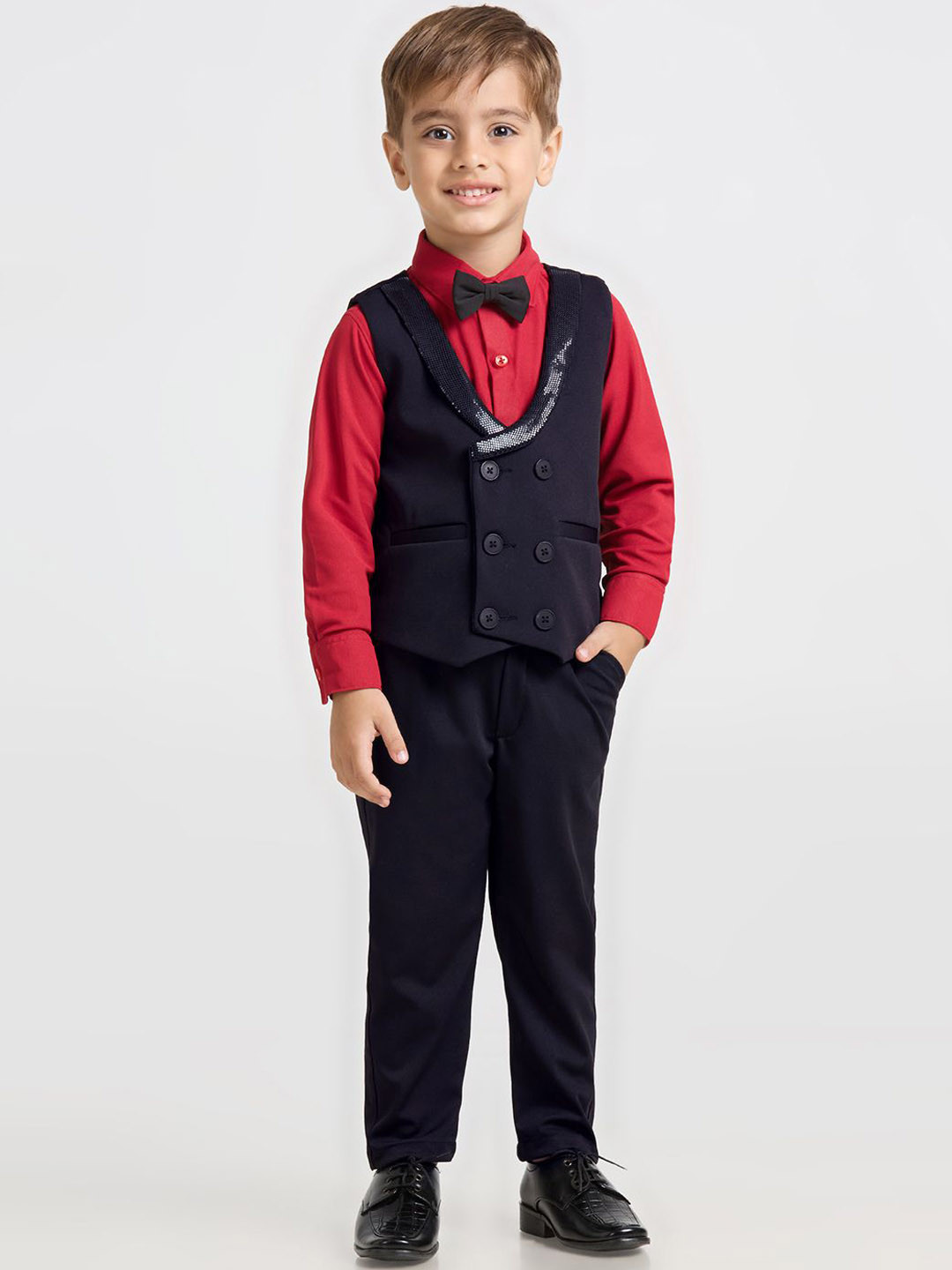 YK Boy Double-Breasted Long Sleeves Four-Piece Suits