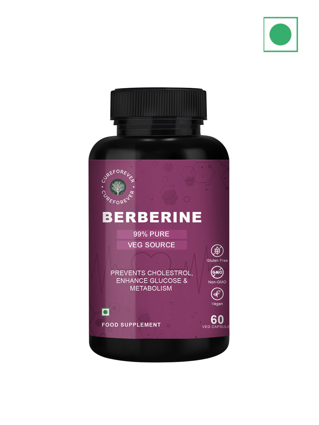 CureForever Berberine 99% Pure Capsule For Metabolism - 60 Capsules