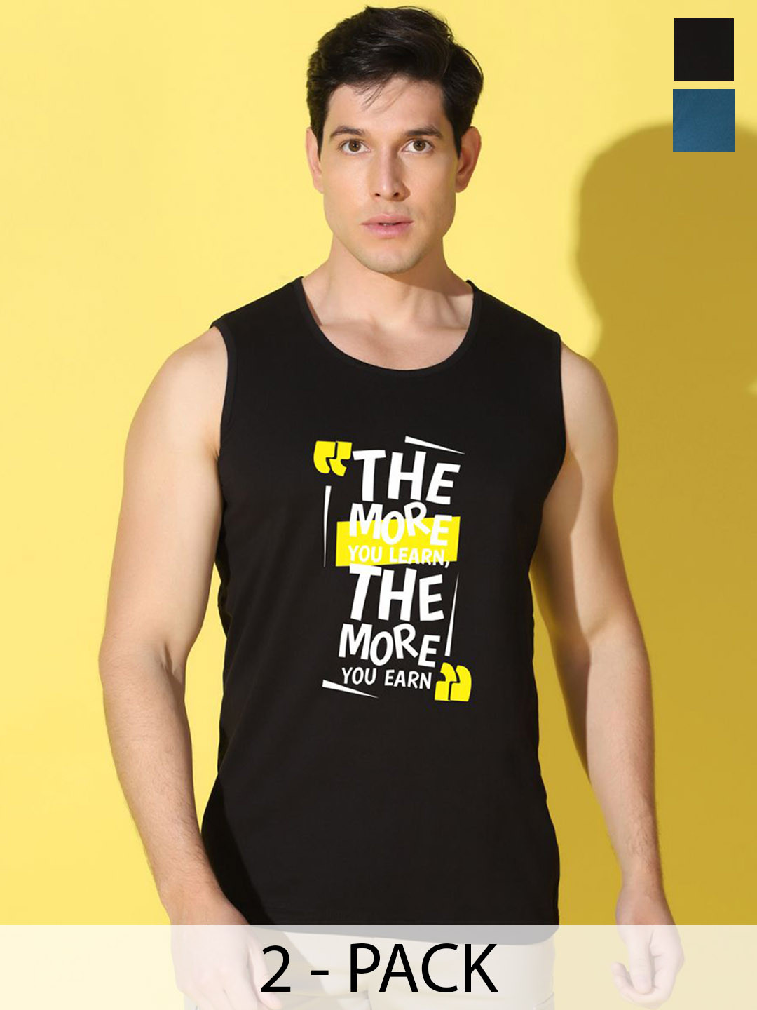 WOOSTRO Men Pack Of 2 Printed Cotton Gym Vests