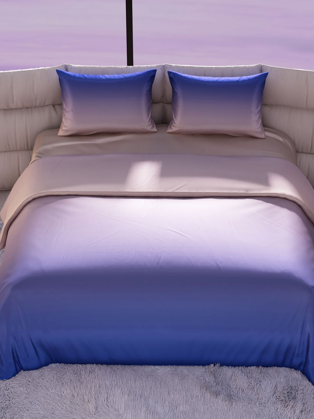 Stoa Paris Skies of Paris Evening Glow Champagne 4 Pieces Satin 300 TC King Bedding Set