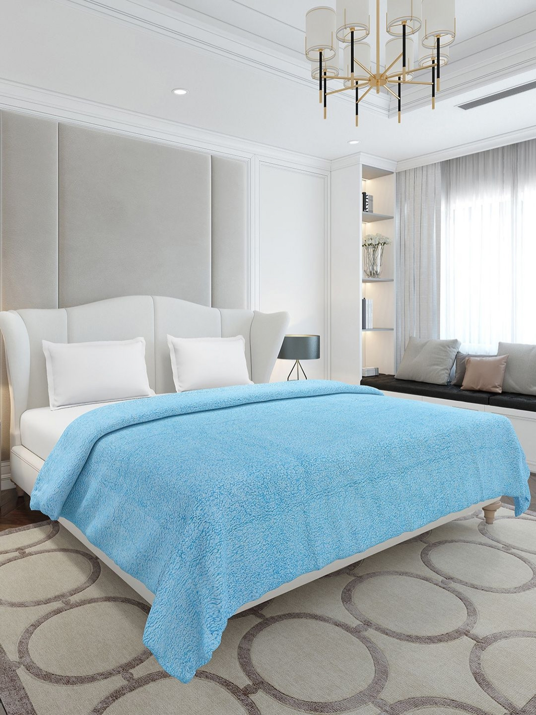 Monte Carlo Blue AC Room 270 GSM Double Bed Blanket