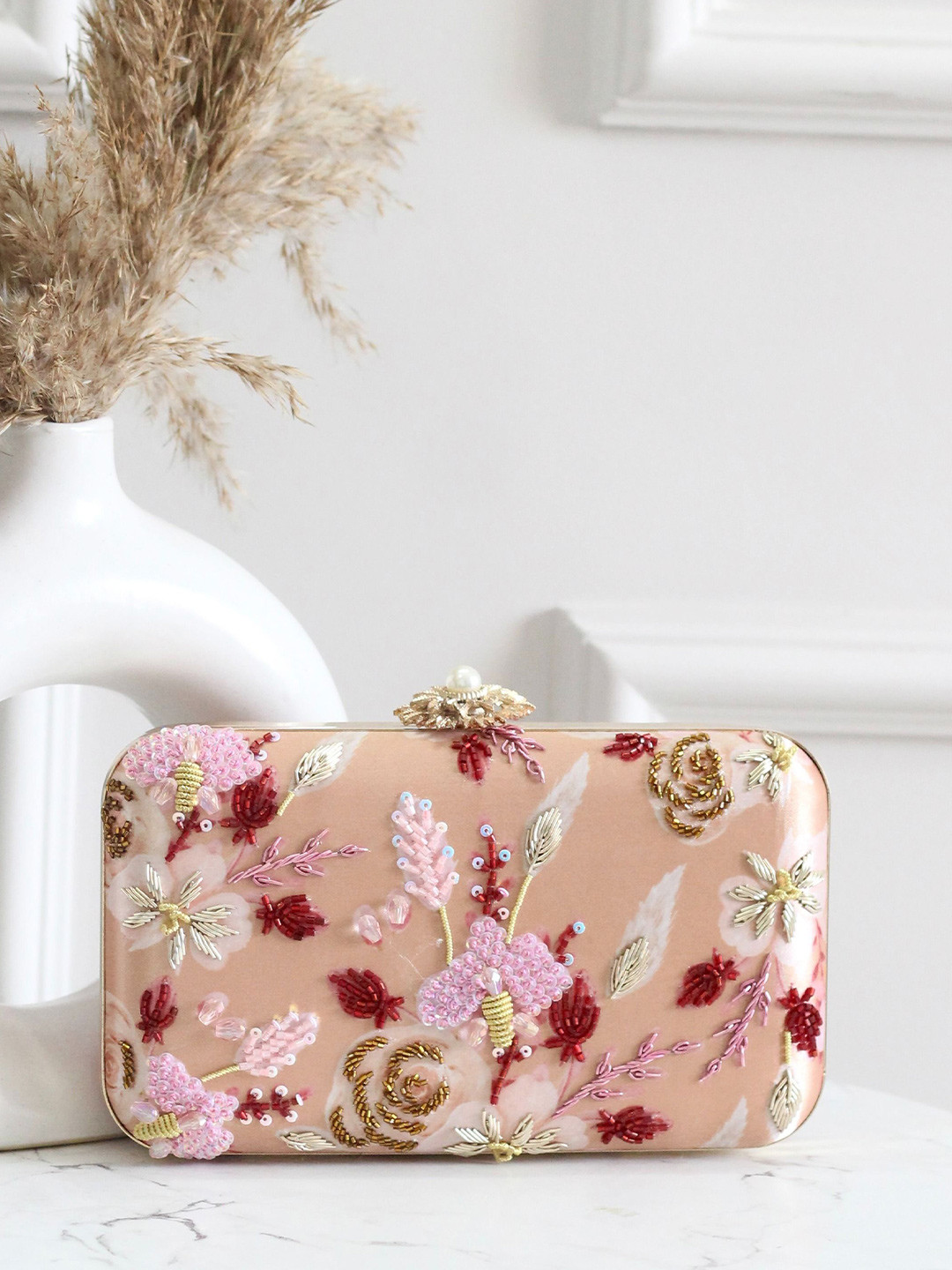 BOXWISH BY BHUMIKA Blossom Elegance Embellished Box Clutch