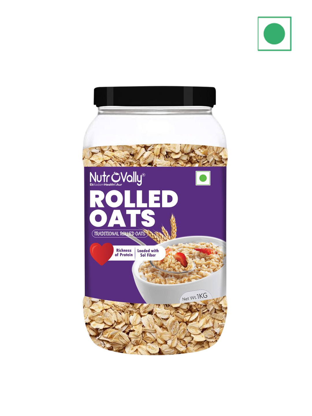 NutroVally Healthy Breakfast & Weight Loss Rolled Oats-1kg