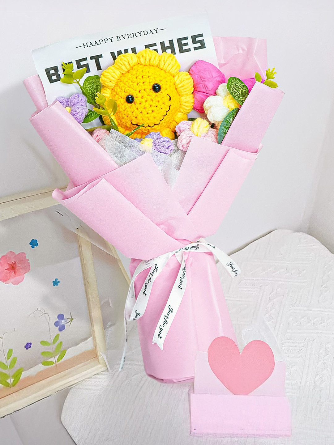 Nostrae by Ekhasa Simley Yellow Sunflower Crochet Flowers Bouquet (Medium Size)