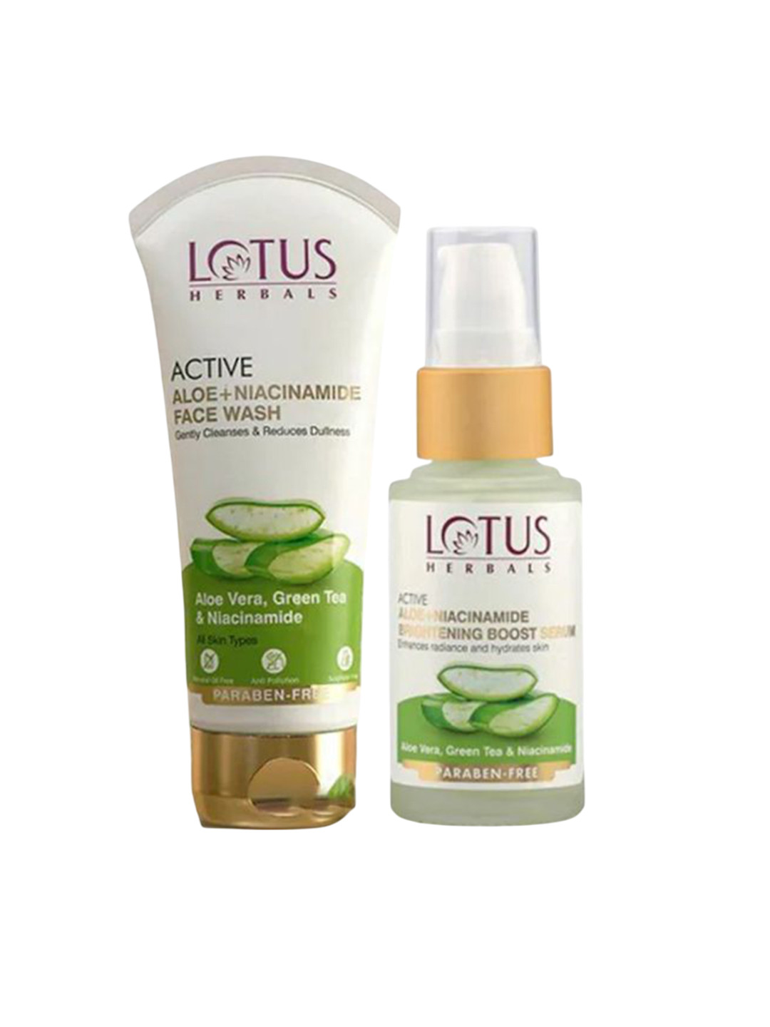 Lotus Herbals Set Of Active Aloe + Niacinamide Brightening Face Wash 100 g & Serum 30 ml