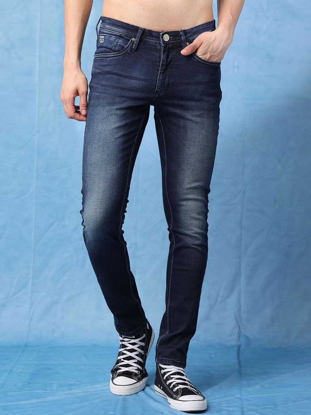 THE BEETEL HOUSE Men Mid-Rise Slim Fit Light Fade Clean Look Jeans
