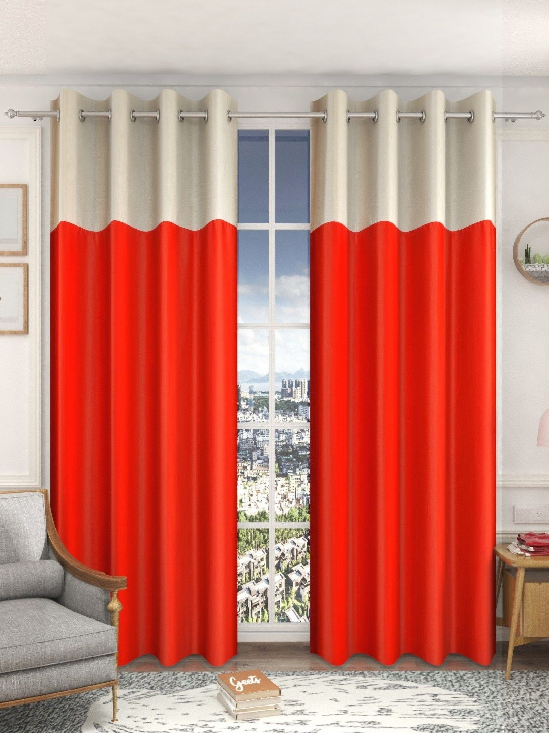 Galaxy Home Decor Red Set of 2 Door Curtain