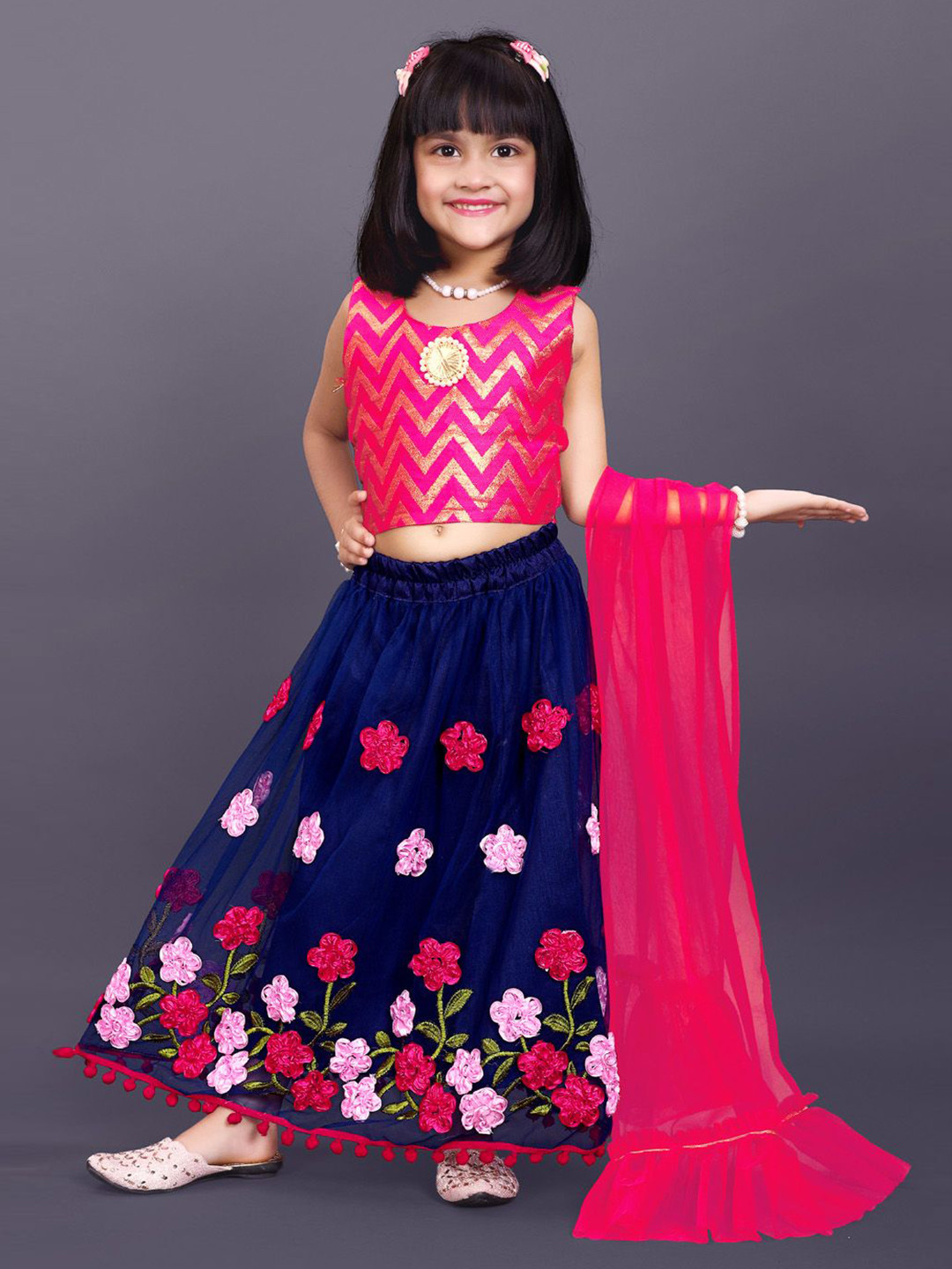 satyamfab Girls Patchwork Ready to Wear Lehenga & Blouse With Dupatta